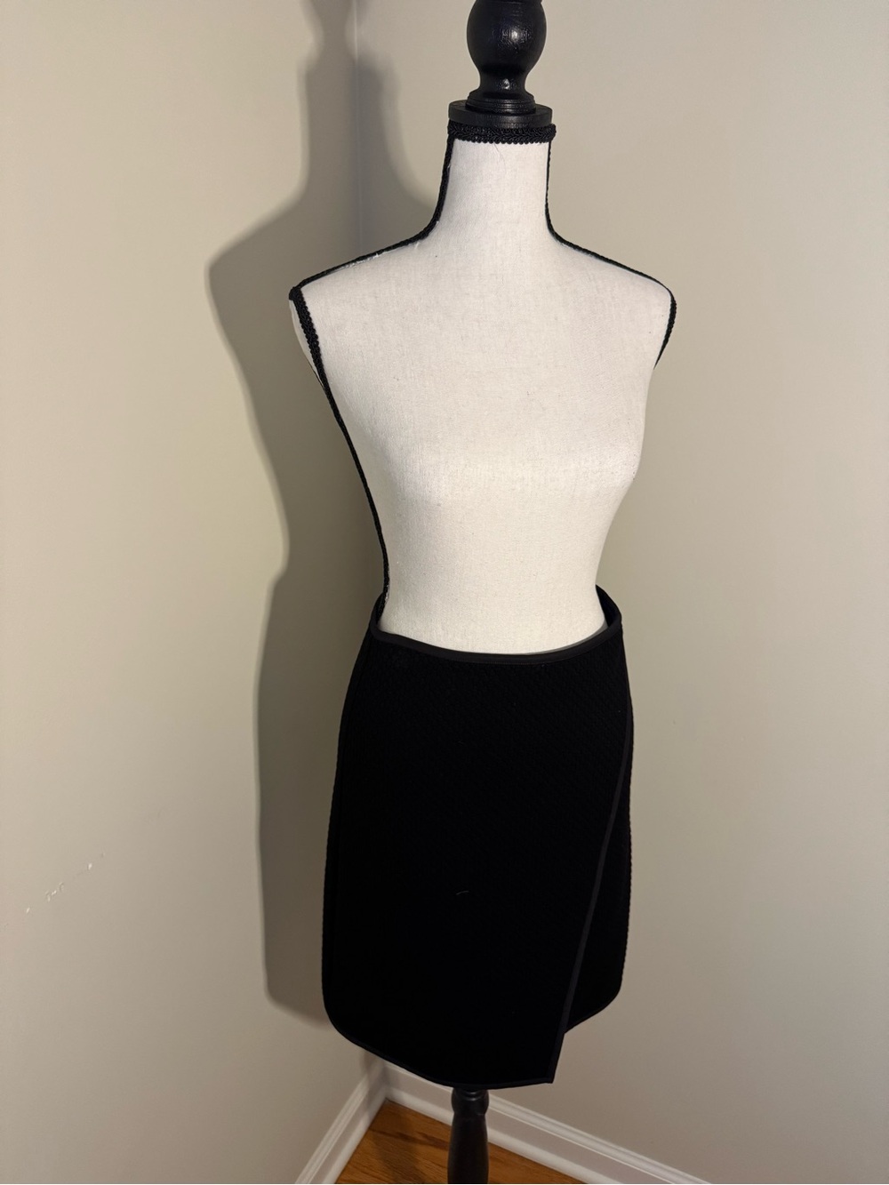 Boden Black Textured Wrap-Front Mini Skirt